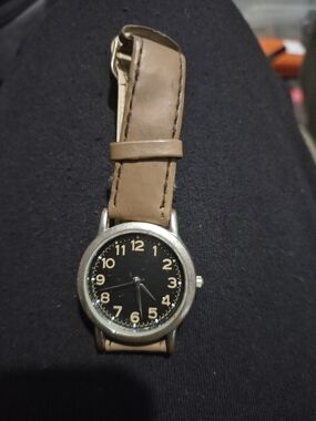 Classic Black Dial Women's Watch with Tan Leather Strap